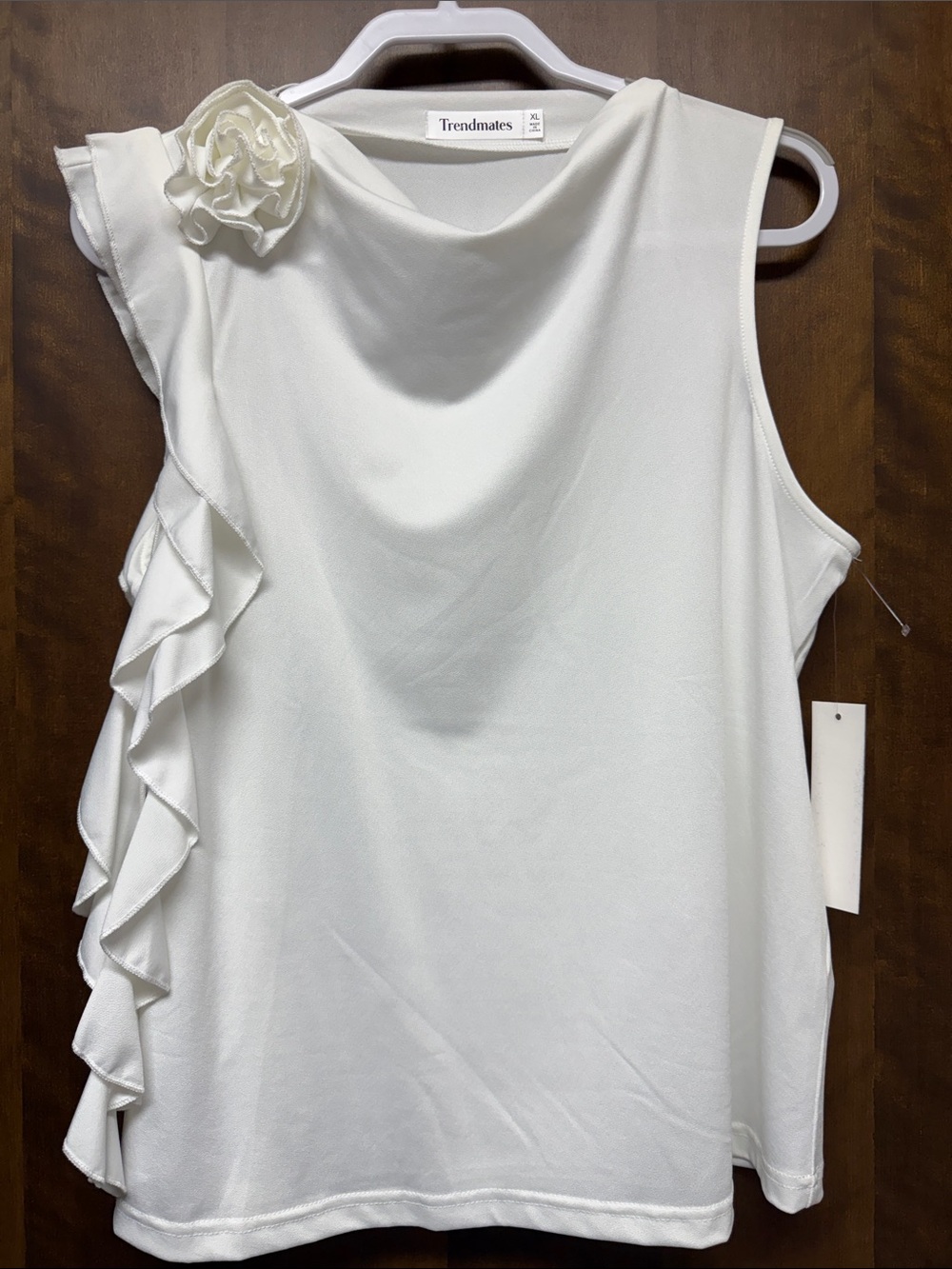White Ruffle-Accent Sleeveless Blouse